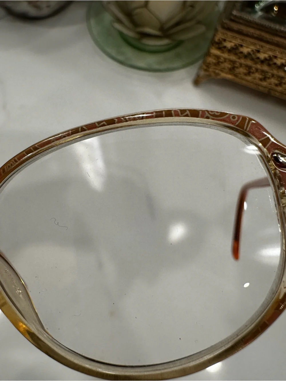 VTG Elizabeth Arden Orange & Gold Rounded Oval Patterned Rx Eyeglass Frames EUC